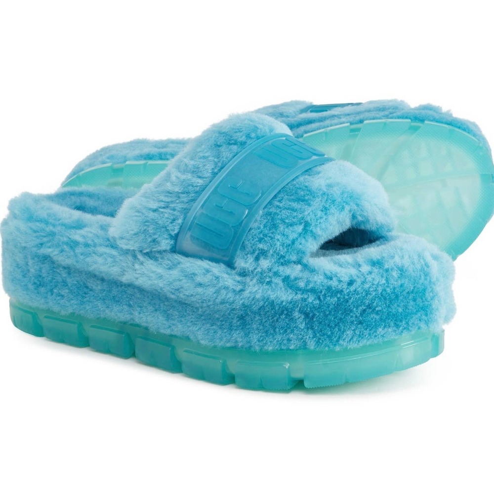 ❌SOLD❌UGG Australia Fluffita 8 Tidal Wave Clear Slide Platform Slipper Sandals - Picture 2 of 12